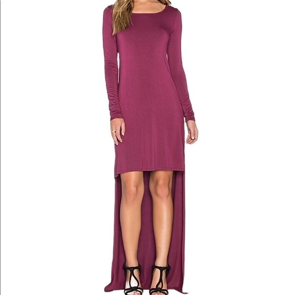 La Made Micromodal Spandex Hardy Hi Lo Maxi Dress in Grenache, New With Tags - Picture 1 of 5